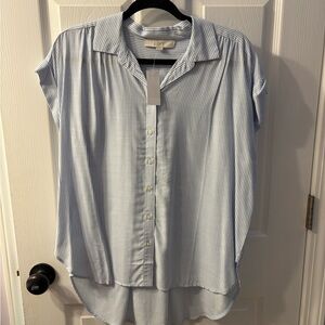 LOFT Light Blue Pinstripe Button Down Shirt